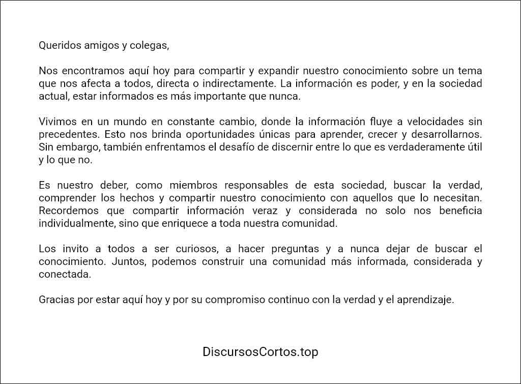 Discurso Informativo Palabras Y Ejemplos